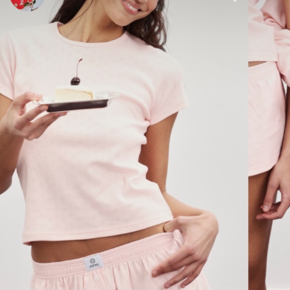 Parke Valentine’s Day Collection Ballet Pink Pointelle Top Size S